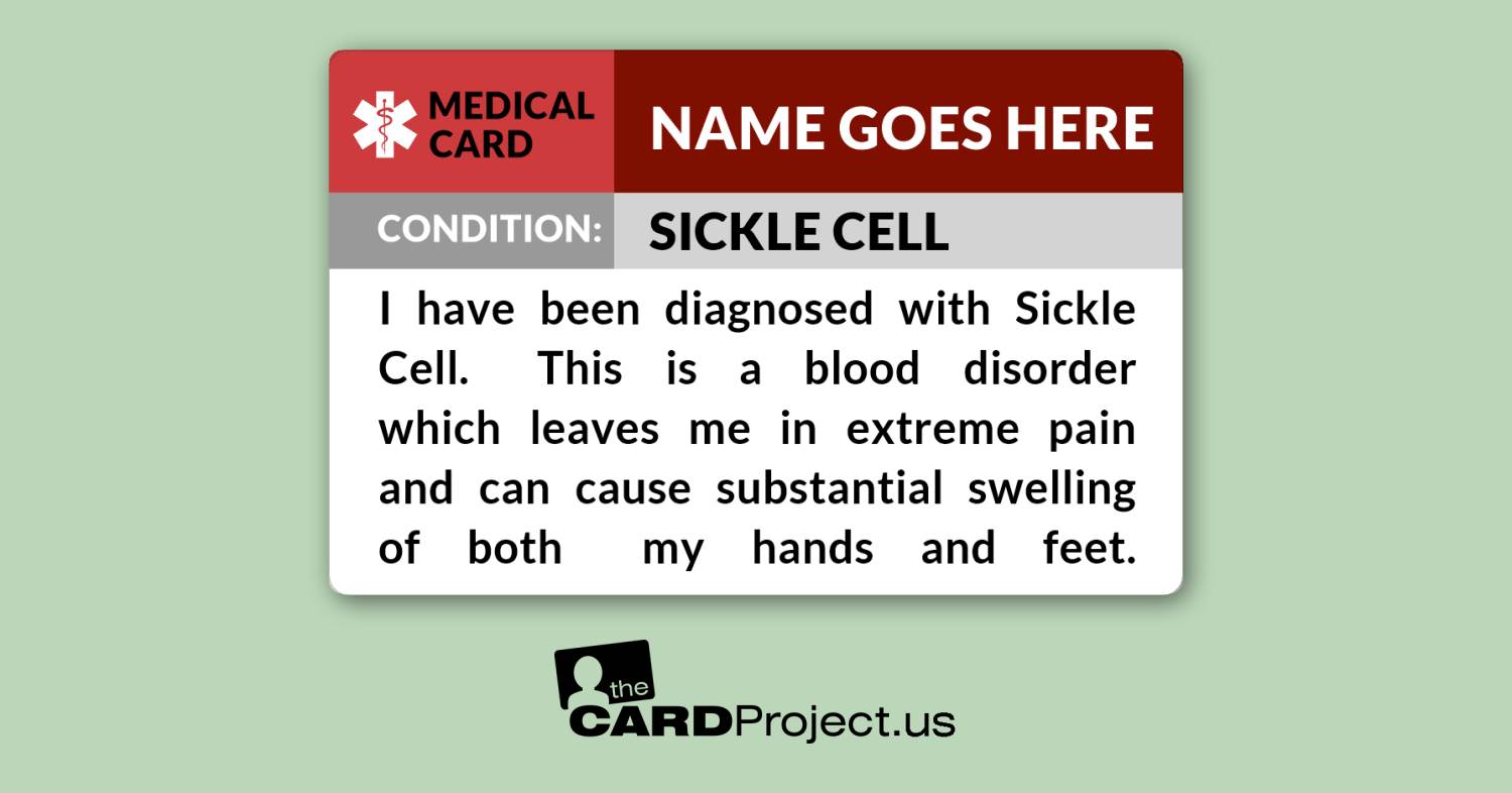 Sickle Cell Medical ID Card (FRONT)